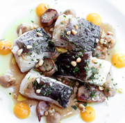 BACALAO A LA PARRILLA CON BONIATO Y BOLETUS